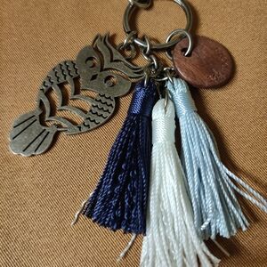 Sakroots Owl Keychain with Tassels